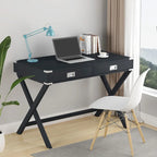 Bureau d'ordinateur avec tiroirs, plateau en MDF et pieds en bois massif, 106,7 cm (L) x 60,6 cm (l) x 76,2 cm (H), 1 place, Blanc/Bleu/Rouge/Noir