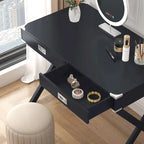 Bureau d'ordinateur avec tiroirs, plateau en MDF et pieds en bois massif, 106,7 cm (L) x 60,6 cm (l) x 76,2 cm (H), 1 place, Blanc/Bleu/Rouge/Noir