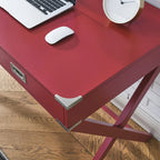 Bureau d'ordinateur avec tiroirs, plateau en MDF et pieds en bois massif, 106,7 cm (L) x 60,6 cm (l) x 76,2 cm (H), 1 place, Blanc/Bleu/Rouge/Noir
