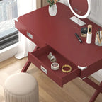 Bureau d'ordinateur avec tiroirs, plateau en MDF et pieds en bois massif, 106,7 cm (L) x 60,6 cm (l) x 76,2 cm (H), 1 place, Blanc/Bleu/Rouge/Noir