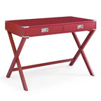 Bureau d'ordinateur avec tiroirs, plateau en MDF et pieds en bois massif, 106,7 cm (L) x 60,6 cm (l) x 76,2 cm (H), 1 place, Blanc/Bleu/Rouge/Noir