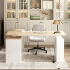Bureau de télétravail réglable en hauteur avec rangements, 160 cm (L), 75-115 cm (H), armoire et tiroirs, 2 coloris