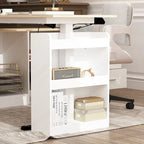 Bureau de télétravail réglable en hauteur avec rangements, 160 cm (L), 75-115 cm (H), armoire et tiroirs, 2 coloris