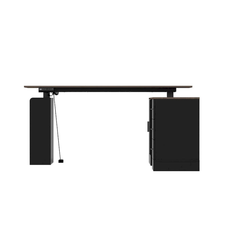 Bureau de télétravail réglable en hauteur avec rangements, 160 cm (L), 75-115 cm (H), armoire et tiroirs, 2 coloris