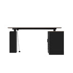 Bureau de télétravail réglable en hauteur avec rangements, 160 cm (L), 75-115 cm (H), armoire et tiroirs, 2 coloris