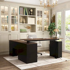 Bureau de télétravail réglable en hauteur avec rangements, 160 cm (L), 75-115 cm (H), armoire et tiroirs, 2 coloris