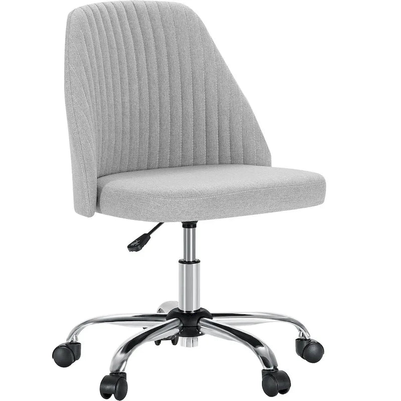 Chaise de bureau sans accoudoirs avec roulettes réglables pivotantes pour petits espaces