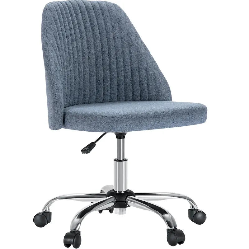 Chaise de bureau sans accoudoirs avec roulettes réglables pivotantes pour petits espaces