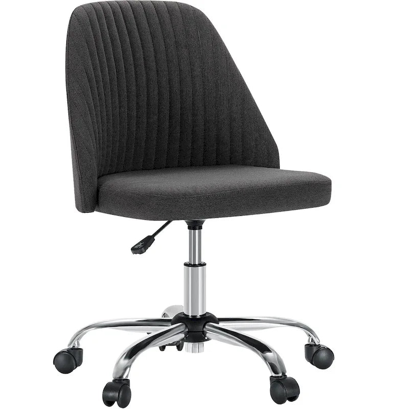 Chaise de bureau sans accoudoirs avec roulettes réglables pivotantes pour petits espaces