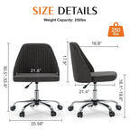 Chaise de bureau sans accoudoirs avec roulettes réglables pivotantes pour petits espaces