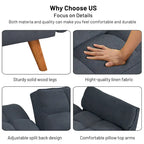 Canapé-lit futon convertible, lin capitonné, pieds en bois, dossier inclinable 3 positions, 227 kg, 2 places, beige/gris/vert/jaune