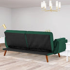 Canapé-lit futon convertible, lin capitonné, pieds en bois, dossier inclinable 3 positions, 227 kg, 2 places, beige/gris/vert/jaune