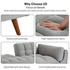 Canapé-lit futon convertible, lin capitonné, pieds en bois, dossier inclinable 3 positions, 227 kg, 2 places, beige/gris/vert/jaune
