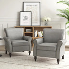 Fauteuil d'appoint en similicuir, marron/noir/gris, accoudoirs arrondis, clous décoratifs, lot de 2, 2 places