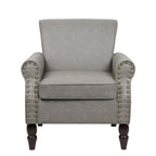 Fauteuil d'appoint en similicuir, marron/noir/gris, accoudoirs arrondis, clous décoratifs, lot de 2, 2 places