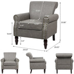 Fauteuil d'appoint en similicuir, marron/noir/gris, accoudoirs arrondis, clous décoratifs, lot de 2, 2 places