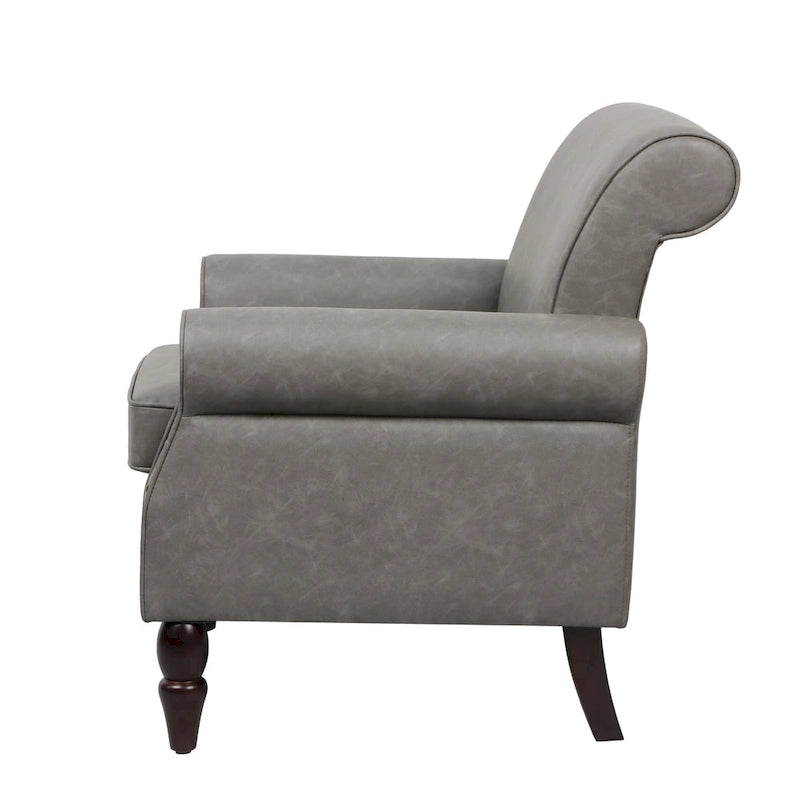 Fauteuil d'appoint en similicuir, marron/noir/gris, accoudoirs arrondis, clous décoratifs, lot de 2, 2 places