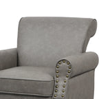 Fauteuil d'appoint en similicuir, marron/noir/gris, accoudoirs arrondis, clous décoratifs, lot de 2, 2 places