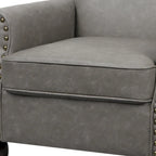 Fauteuil d'appoint en similicuir, marron/noir/gris, accoudoirs arrondis, clous décoratifs, lot de 2, 2 places