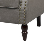 Fauteuil d'appoint en similicuir, marron/noir/gris, accoudoirs arrondis, clous décoratifs, lot de 2, 2 places