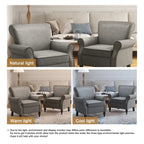 Fauteuil d'appoint en similicuir, marron/noir/gris, accoudoirs arrondis, clous décoratifs, lot de 2, 2 places