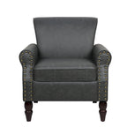 Fauteuil d'appoint en similicuir, marron/noir/gris, accoudoirs arrondis, clous décoratifs, lot de 2, 2 places