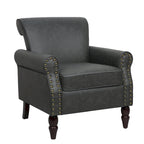 Fauteuil d'appoint en similicuir, marron/noir/gris, accoudoirs arrondis, clous décoratifs, lot de 2, 2 places