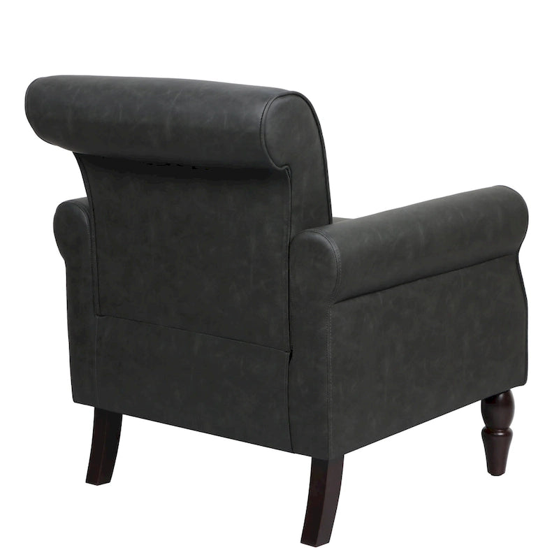 Fauteuil d'appoint en similicuir, marron/noir/gris, accoudoirs arrondis, clous décoratifs, lot de 2, 2 places