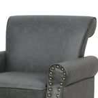 Fauteuil d'appoint en similicuir, marron/noir/gris, accoudoirs arrondis, clous décoratifs, lot de 2, 2 places