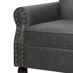 Fauteuil d'appoint en similicuir, marron/noir/gris, accoudoirs arrondis, clous décoratifs, lot de 2, 2 places