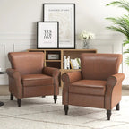 Fauteuil d'appoint en similicuir, marron/noir/gris, accoudoirs arrondis, clous décoratifs, lot de 2, 2 places