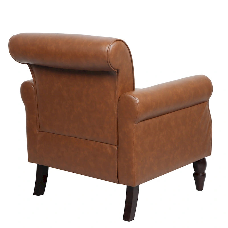 Fauteuil d'appoint en similicuir, marron/noir/gris, accoudoirs arrondis, clous décoratifs, lot de 2, 2 places