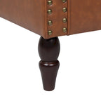 Fauteuil d'appoint en similicuir, marron/noir/gris, accoudoirs arrondis, clous décoratifs, lot de 2, 2 places