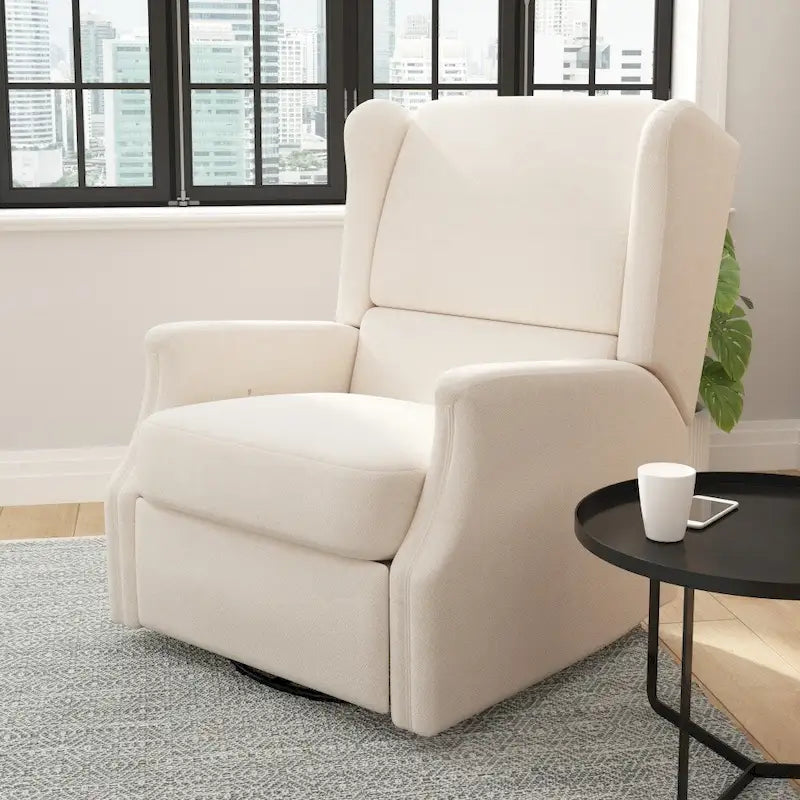 Fauteuil inclinable manuel à oreilles, pivotant et coulissant, crème/gris clair/gris foncé, 3 positions, 1 place