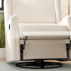 Fauteuil inclinable manuel à oreilles, pivotant et coulissant, crème/gris clair/gris foncé, 3 positions, 1 place