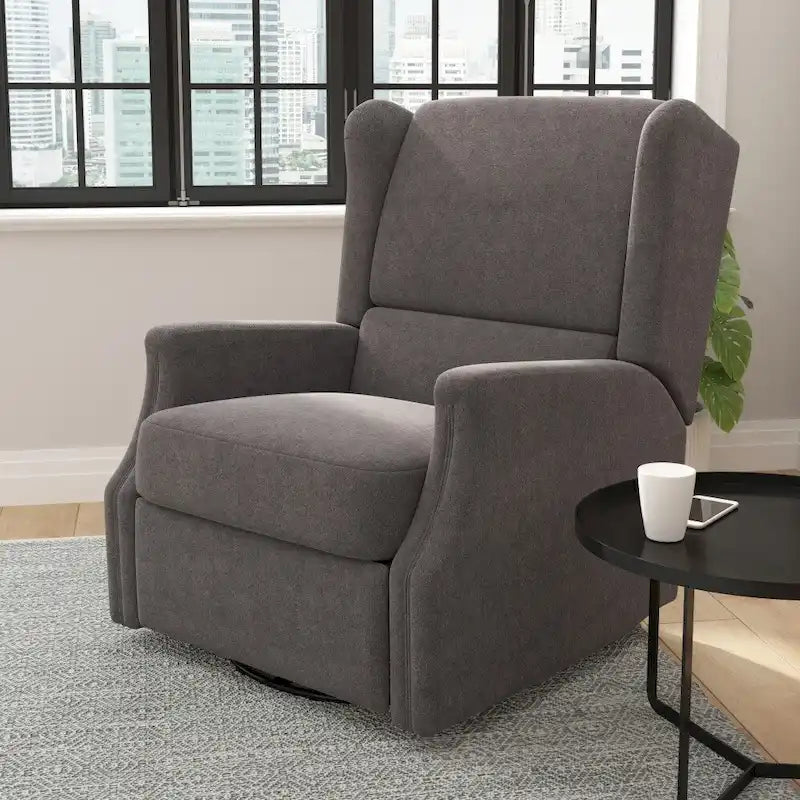 Fauteuil inclinable manuel à oreilles, pivotant et coulissant, crème/gris clair/gris foncé, 3 positions, 1 place