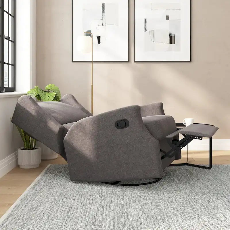 Fauteuil inclinable manuel à oreilles, pivotant et coulissant, crème/gris clair/gris foncé, 3 positions, 1 place