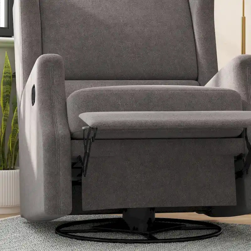 Fauteuil inclinable manuel à oreilles, pivotant et coulissant, crème/gris clair/gris foncé, 3 positions, 1 place
