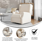 Fauteuil inclinable manuel à oreilles, pivotant et coulissant, crème/gris clair/gris foncé, 3 positions, 1 place