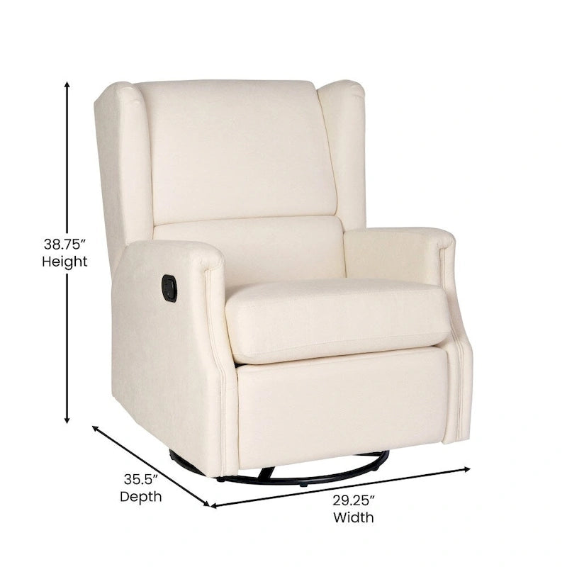 Fauteuil inclinable manuel à oreilles, pivotant et coulissant, crème/gris clair/gris foncé, 3 positions, 1 place