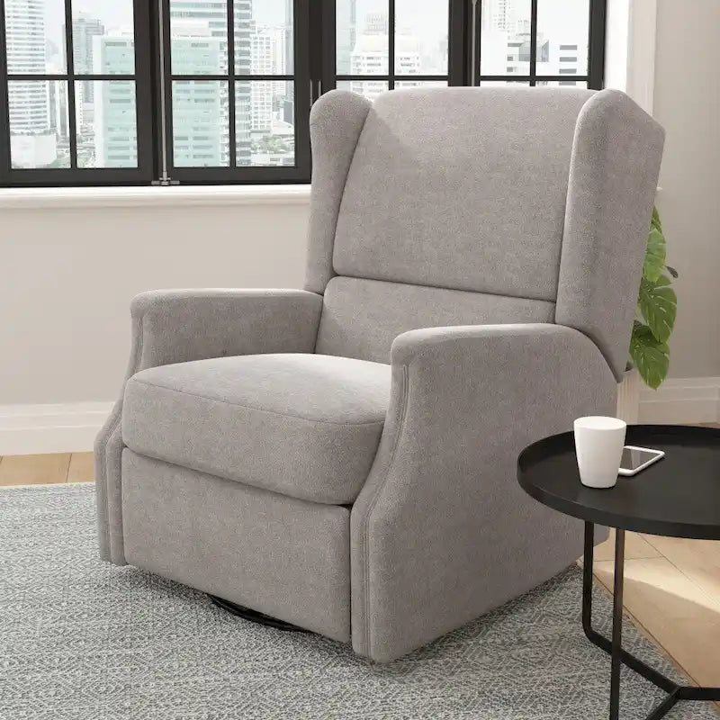Fauteuil inclinable manuel à oreilles, pivotant et coulissant, crème/gris clair/gris foncé, 3 positions, 1 place