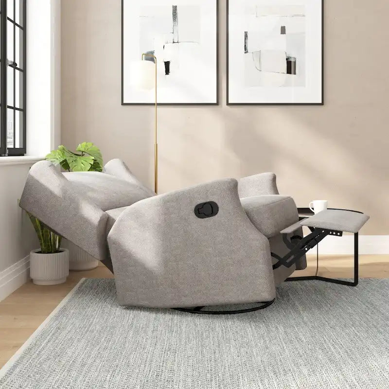 Fauteuil inclinable manuel à oreilles, pivotant et coulissant, crème/gris clair/gris foncé, 3 positions, 1 place