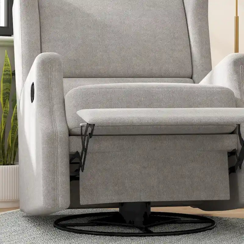 Fauteuil inclinable manuel à oreilles, pivotant et coulissant, crème/gris clair/gris foncé, 3 positions, 1 place
