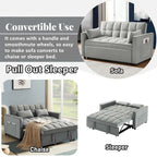 Causeuse convertible, dossier à 3 positions, velours, mousse, poches latérales, USB, 2 places/lit jumeau, bleu/noir/gris