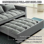 Causeuse convertible, dossier à 3 positions, velours, mousse, poches latérales, USB, 2 places/lit jumeau, bleu/noir/gris