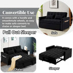 Causeuse convertible, dossier à 3 positions, velours, mousse, poches latérales, USB, 2 places/lit jumeau, bleu/noir/gris
