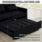 Causeuse convertible, dossier à 3 positions, velours, mousse, poches latérales, USB, 2 places/lit jumeau, bleu/noir/gris