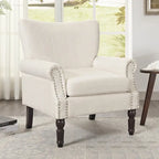 COZYMAN Fauteuil Moderne en Bois Massif Tissu/Similicuir Rembourré pour Salon