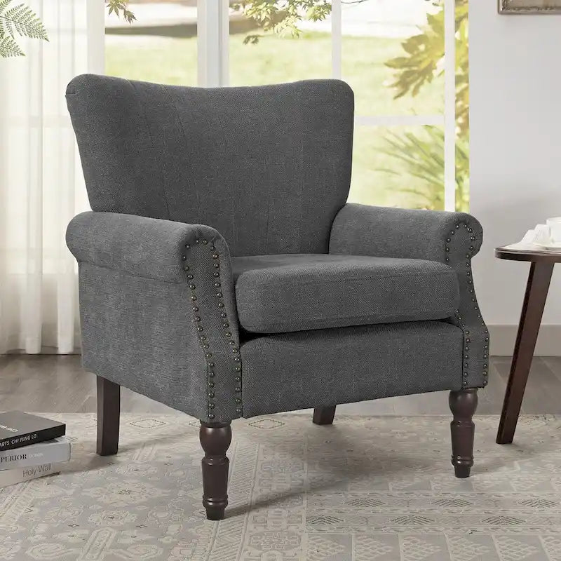 COZYMAN Fauteuil Moderne en Bois Massif Tissu/Similicuir Rembourré pour Salon