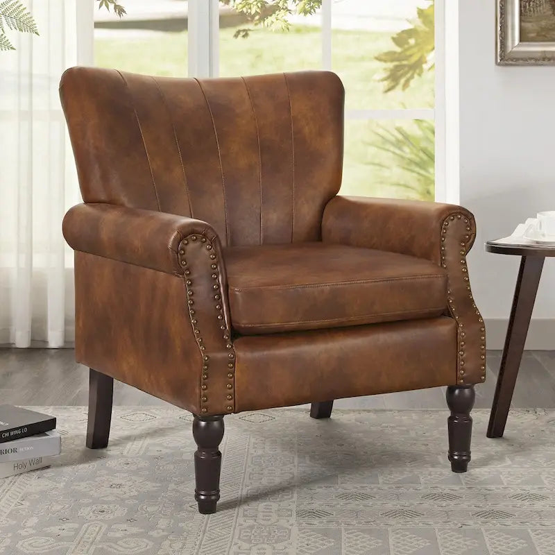 COZYMAN Fauteuil Moderne en Bois Massif Tissu/Similicuir Rembourré pour Salon